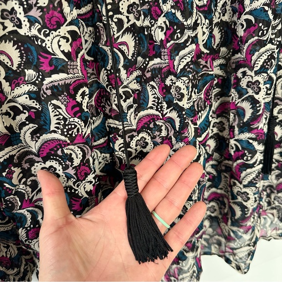 JOIE Suzetta Paisley Sheer Silk Tassel blouse - Picture 4 of 7